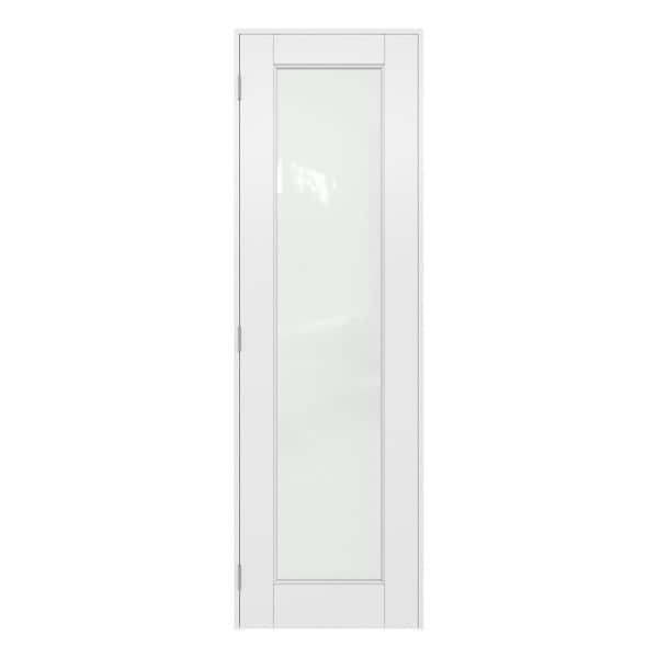 24 in. x 80 in. 1-Lite Frosted Glass Right-Hand White Solid Core Glass Single Prehung Interior Door+ Quick Assemble Jamb