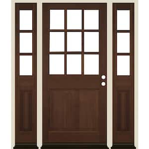 64 in. x 80 in. 9-Lite with Beveled Glass Left Hand Provincial Stain Douglas Fir Prehung Front Door Double Sidelite