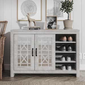 Isadora 30 in. H x 44.3 in. W Dusty Gray Oak 2 Door Shoe Storage Cabinet with Shelves