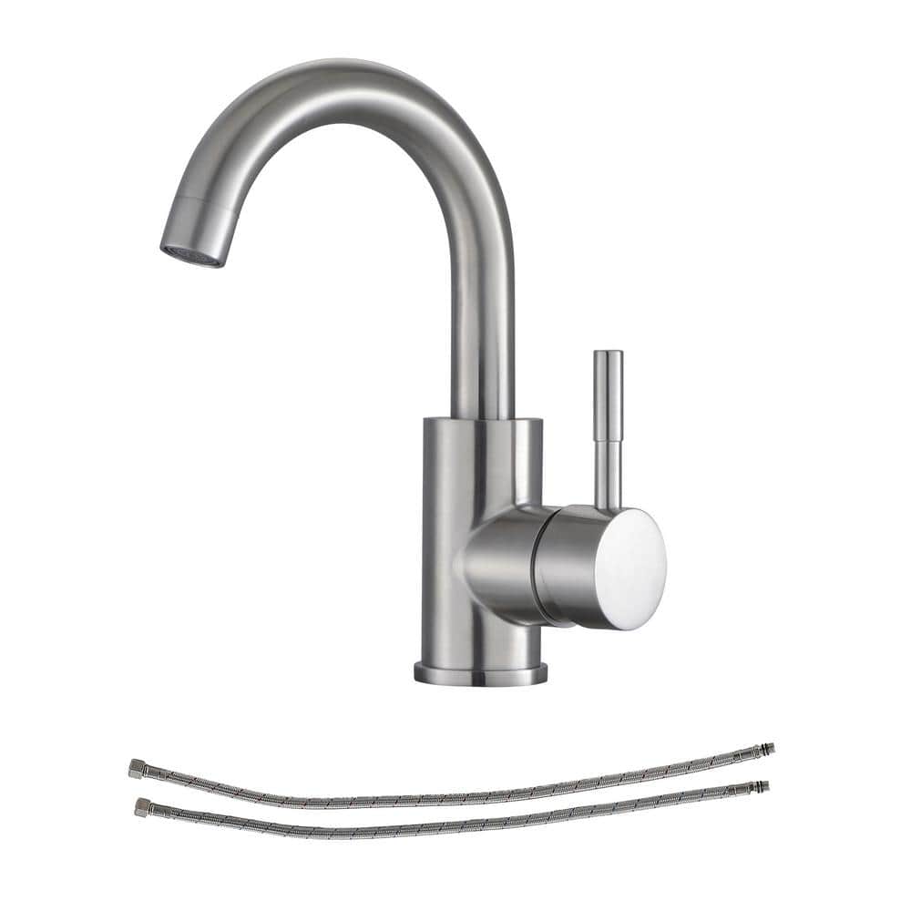 Bar Sink Faucet Single-Handle Single Hole Bathroom Faucet with Deck Plate and Hose in Brushed Nickel price history on PriceWatchPro