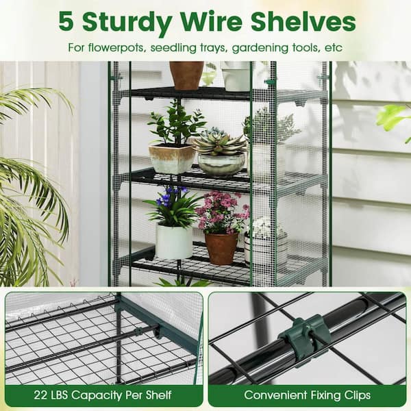 Costway 27 in. x 19 in. x 75 in. Mini Greenhouse with 5-Tier