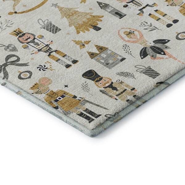 Mayfield Premium Machine Washable Abstract AMF1827 Ivory 2 ft. 3 in. x 7 ft. 6 in. Runner Rug