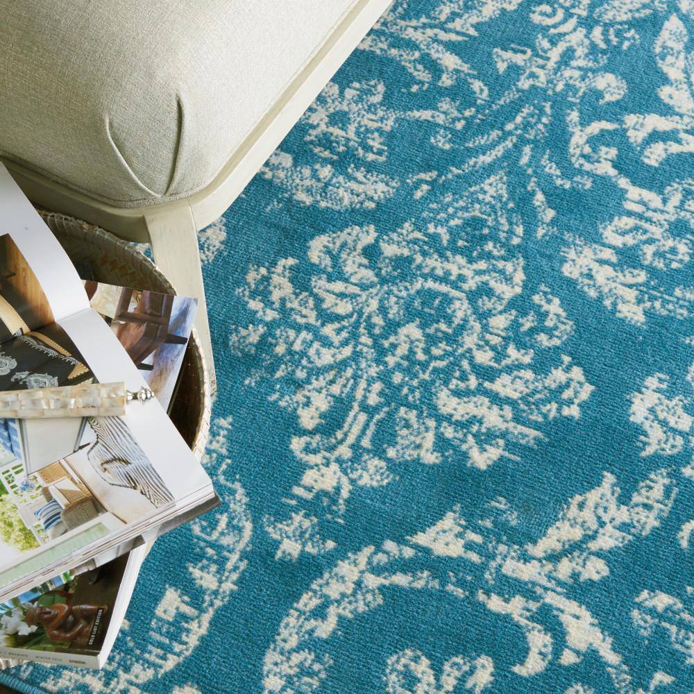 Hand-Knotted Blue Synthetic Rectangular 5' x 7' Area Rug