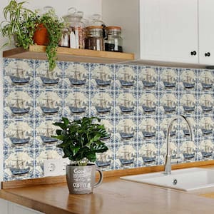 Blue and Light Steel Blue D27 4 in. x 4 in. Vinyl Peel and Stick Tile (24 Tiles, 2.67 sq. ft. Pack)