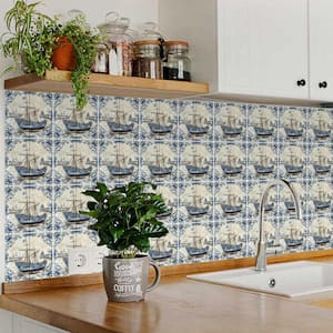 Blue and Light Steel Blue D27 6 in. x 6 in. Vinyl Peel and Stick Tile (24 Tiles, 6 sq. ft. Pack)