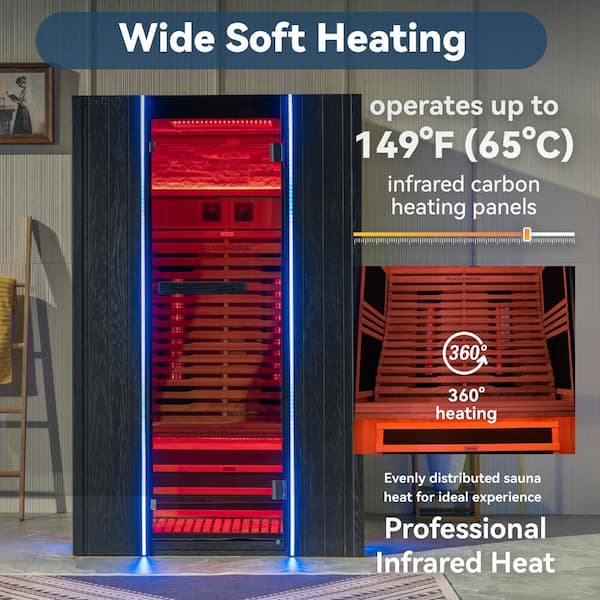 WOODBRIDGE 2-Person Indoor Japanese Cedar Infrared Sauna with Red