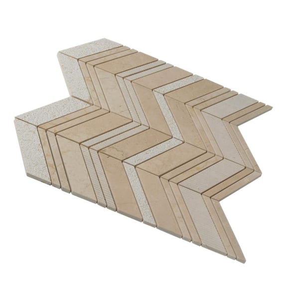 Apollo Tile (Sample) Sparta Wooden Beige 4-in x 4-in Polished Marble Chevron Mosaic Floor and Wall Tile
