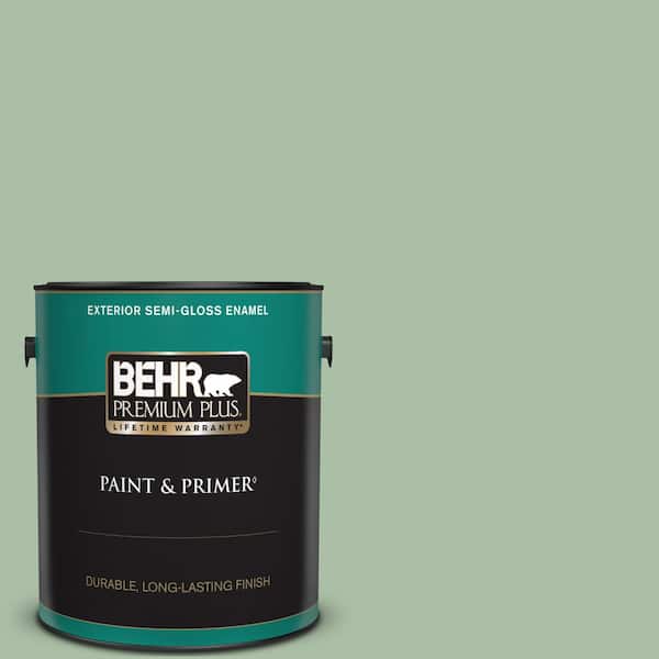 BEHR PREMIUM PLUS 1 gal. #S400-4 Azalea Leaf Semi-Gloss Enamel Exterior Paint & Primer