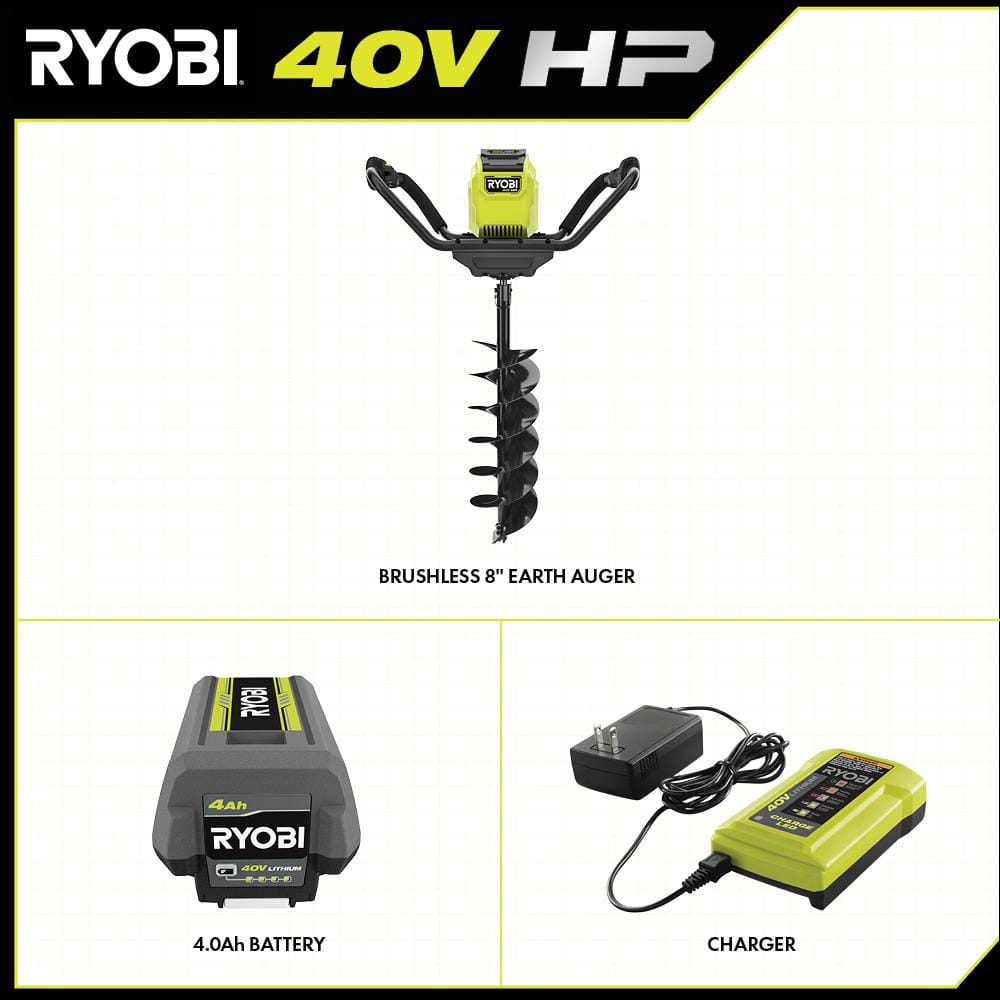 40V HP Brushless Cordless Earth Auger with 8 in. Bit with 4.0 Ah Battery and Charger - 2