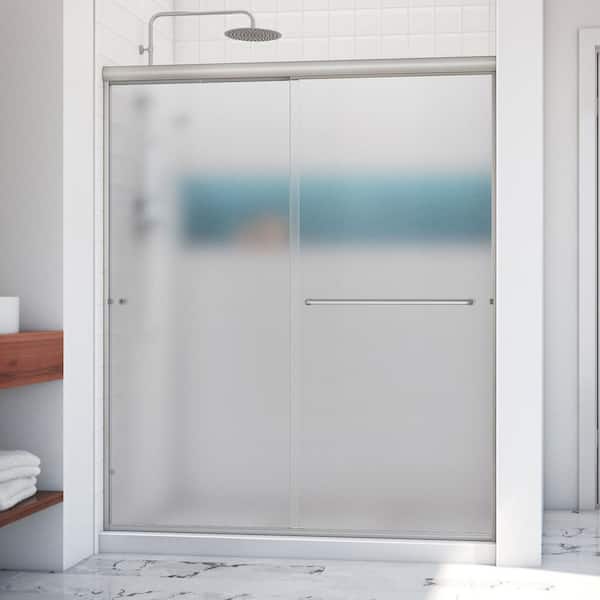 DreamLine Alliance Pro 56 in. - 60 in. x 76-3/8 in. Semi-Frameless Sliding Shower Door in Brushed Nickel