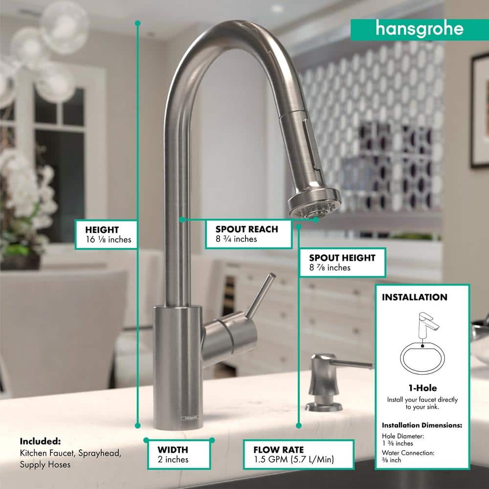 Stainless Steel Single Handle Pull Down Kitchen Faucet