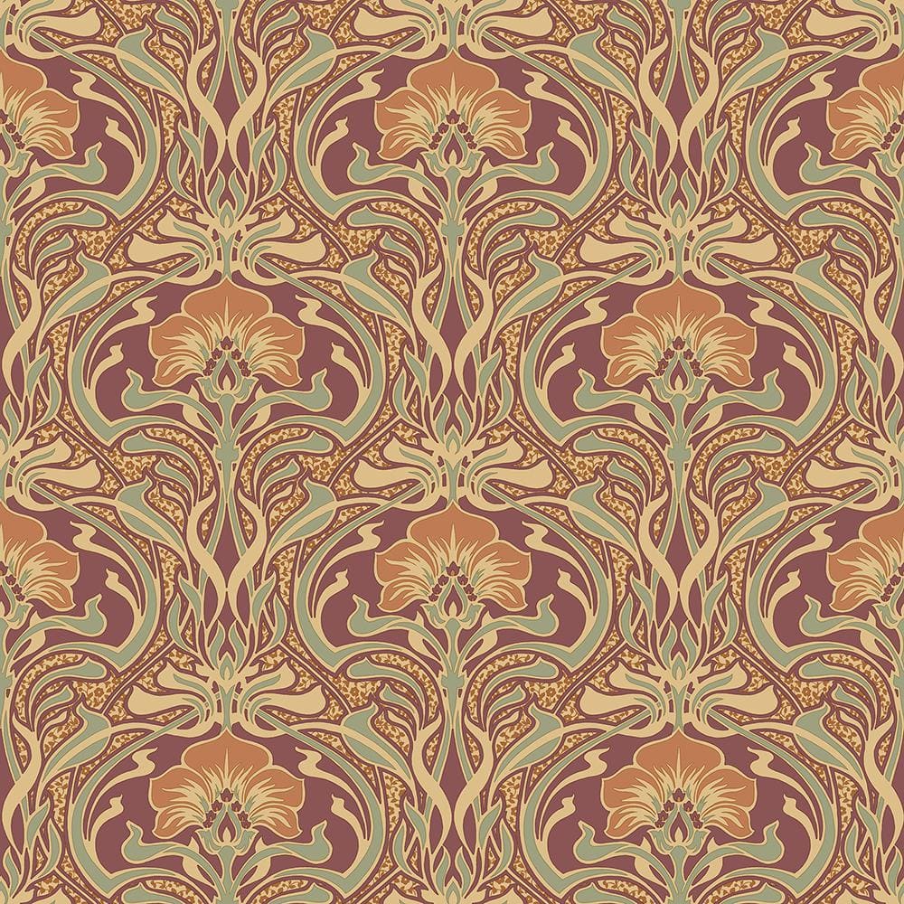 Crown Donovan Burnt Sienna Nouveau Floral Peelable Roll (Covers 56.4 sq ...