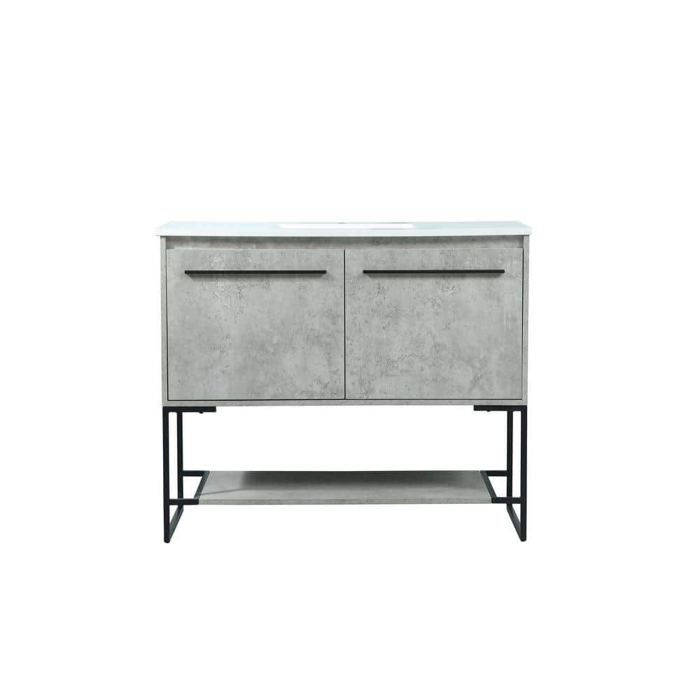 Simply Living 40 in. Single Bathroom Vanity in concrete Grey with Quartz Va