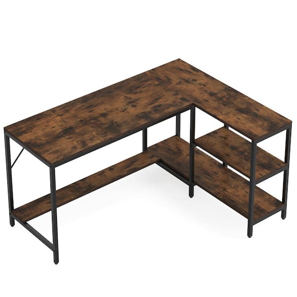 Byblight Moronia 53 In L Shaped Brown And Black Wood Computer Desk