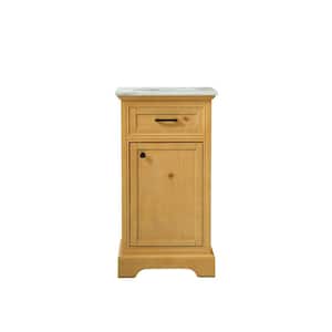 Timeless Home 19 in. W x 19 in. D x 35 in. H Single Bathroom Vanity in Natural Wood with White Marble