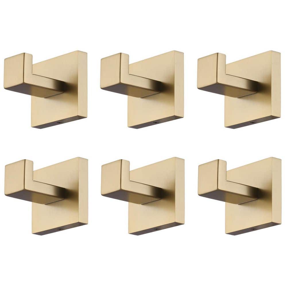 Stainless Steel Wall-Mounted J-Hook Bathroom Robe/Towel Hook in Brushed Gold (6-Pack) price history on PriceWatchPro