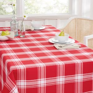 144 in. W x 60 in. L Red/White Checkered Cotton Blend Tablecloth
