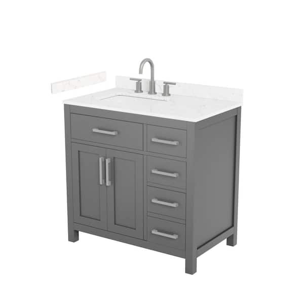 Beckett 36 in. Single Freestanding Dark Gray Bath Vanity with Carrara Cultured Marble Top