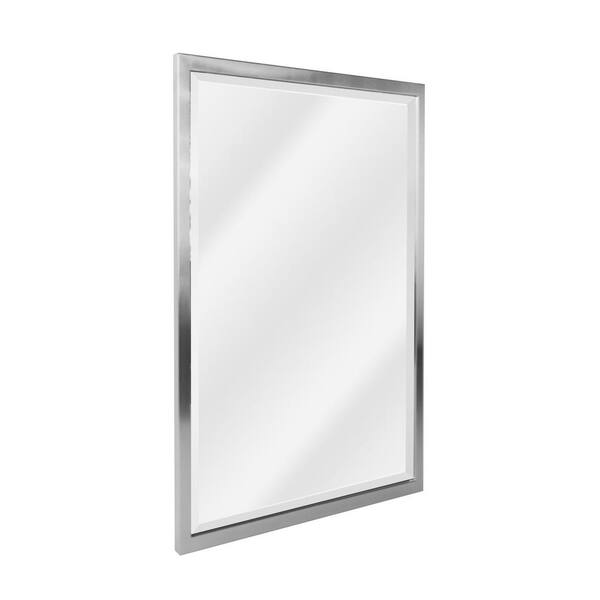 Head West 13 in. x 25.5 in. Brushed Nickel Stainless Steel Framed Wall ...