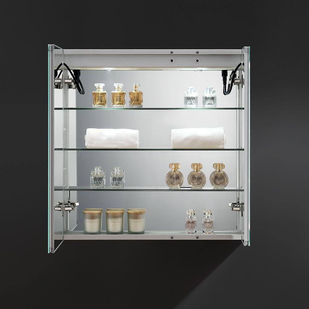 Contemporary 29.5" Square Bathroom Medicine Cabinet with LED Lighting