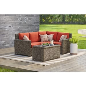 Laguna Point 4-Piece Wicker Outdoor Sectional Chairs with Quarry Red Cushions
