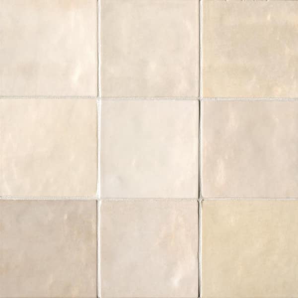 Sample-Cloe Glossy Creme 5 in. x 5 in. Ceramic Wall Subway Tile