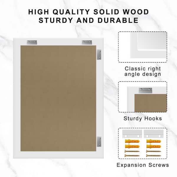 Sxiawe 30 in. W x 40 in. H Simple Rectangular White Wood Frame