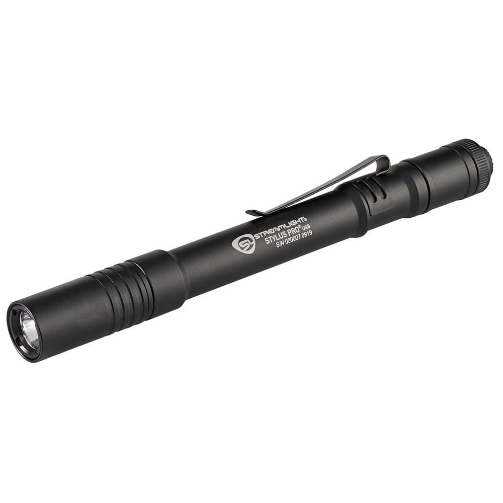 Stylus Pro USB Rechargeable Bright LED Penlight in Black