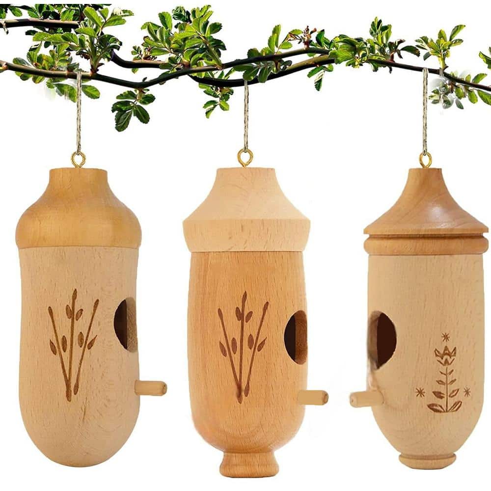 Oyezvary Natural Wooden Hummingbird Nesting Houses for Gardening and ...