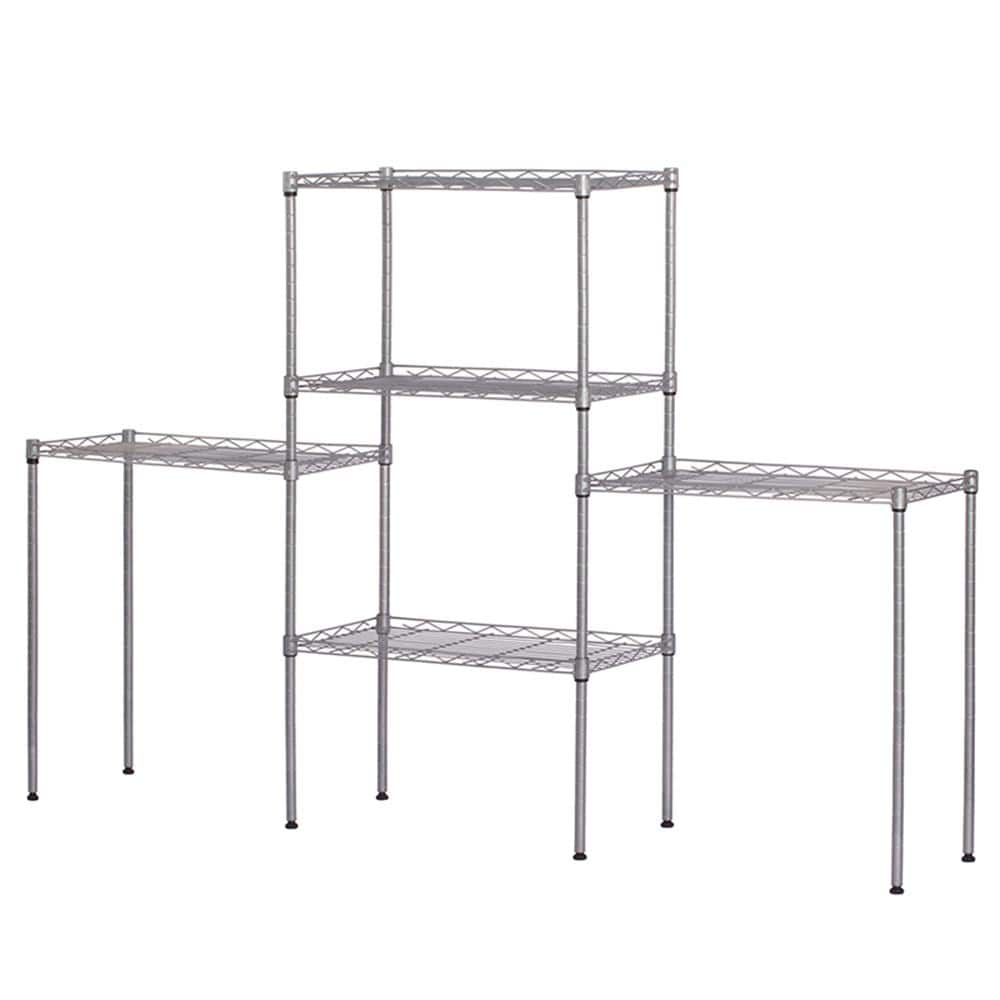 Silver 5-Tier Adjustable Steel Wire Shelving Unit