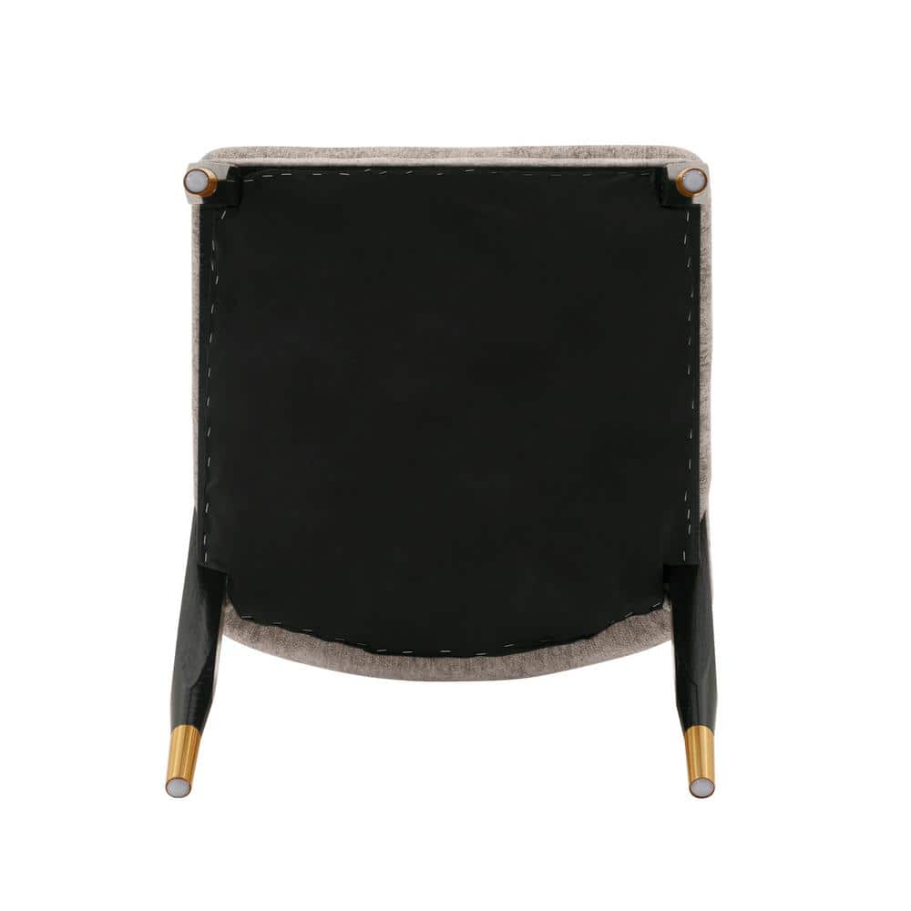 Stone Gray Boucle Upholstered Side Chair with Elm Wood Legs