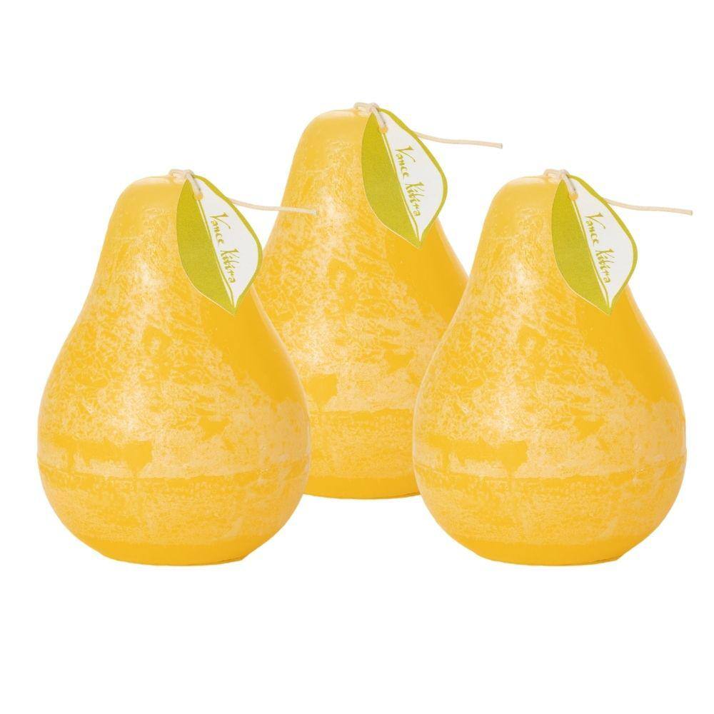 Vance Kitira 4.5" Pale Yellow Timber Pear Candles (Set of 3