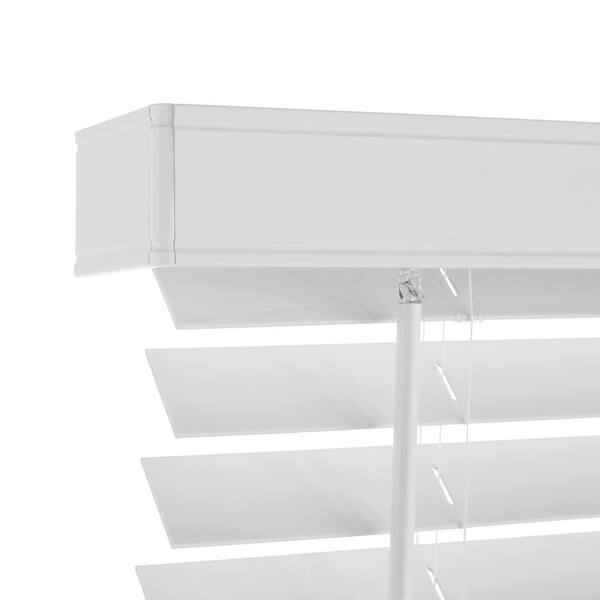 Home Decorators Collection - White Cordless Faux Wood Blinds for Windows with 2 in. Slats - 32 in. W x 36 in. L (Actual Size 31.5 in. W x 36 in. L)