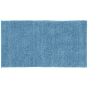 Queen Cotton Sky Blue 24 in. x 40 in. Washable Bathroom Accent Rug