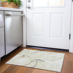 Mayfield Premium Machine Washable Abstract AMF1005 Ivory 2 ft. x 3 ft. Area Rug