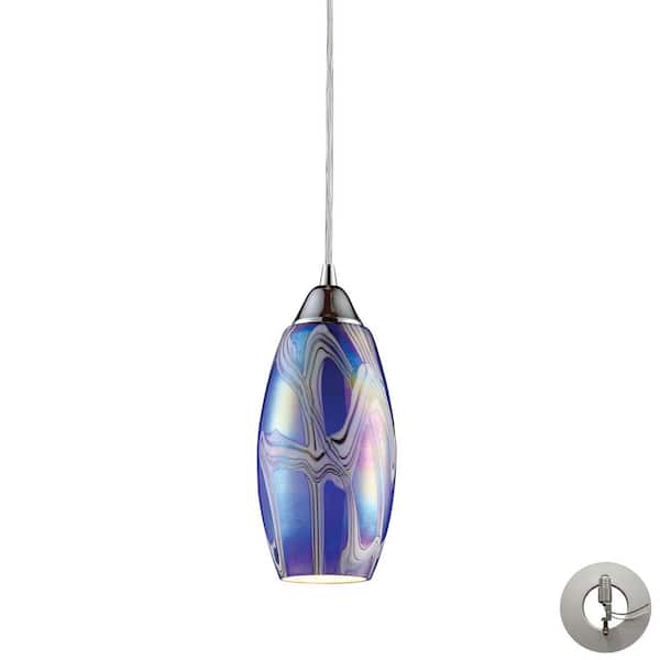 Titan Lighting Igo 1-Light Satin Nickel Mini Pendant Light with Glass Shade