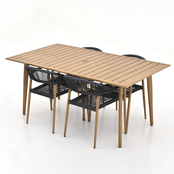 Loto 5-Piece Aluminum Outdoor Serving Bar Set inclue Umbrella Hold