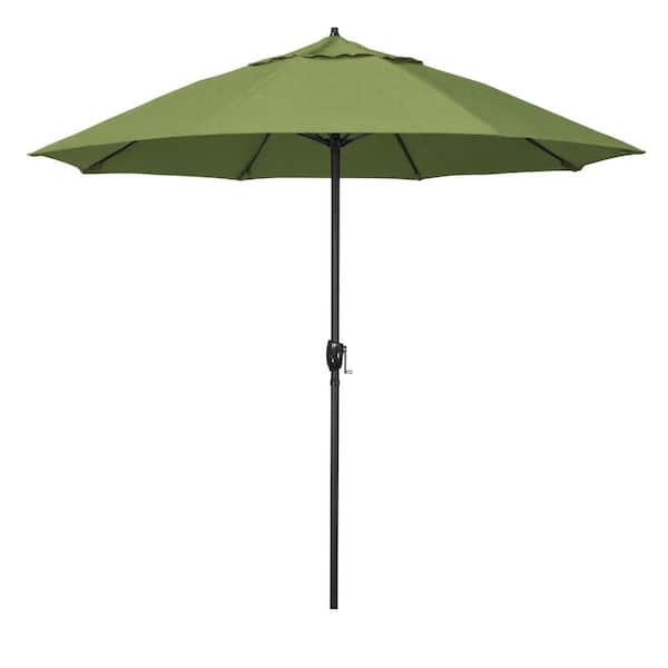 California Umbrella 9 ft. Bronze Aluminum Market Patio Umbrella with Fiberglass Ribs and Auto Tilt in Spectrum Cilantro Sunbrella