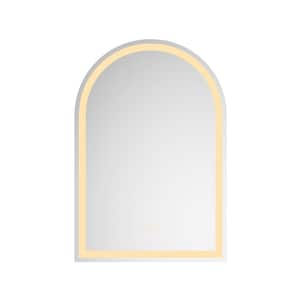 26 in. W x 38 in. H Arched LED Lighted Wall Bathroom Makeup Mirror with Anti-Fog Separately Control and Dimmer Function