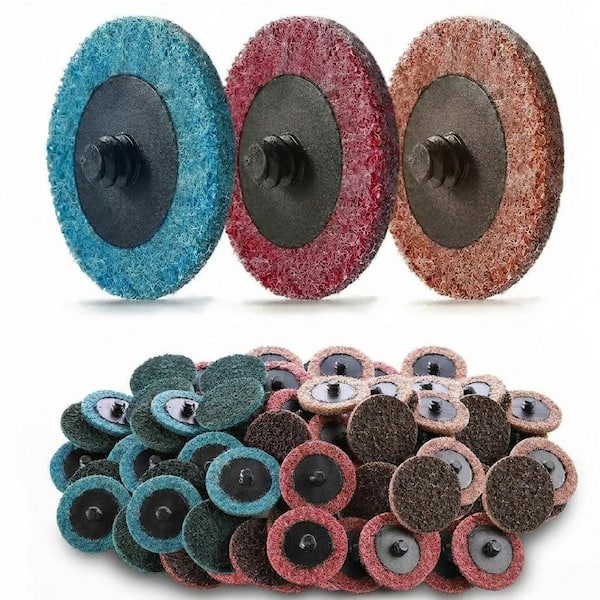 36-Pieces Quick Change Surface Conditioning Discs 2 in. 3 Grit Non-Woven Roll Lock Holder for Die Grinder