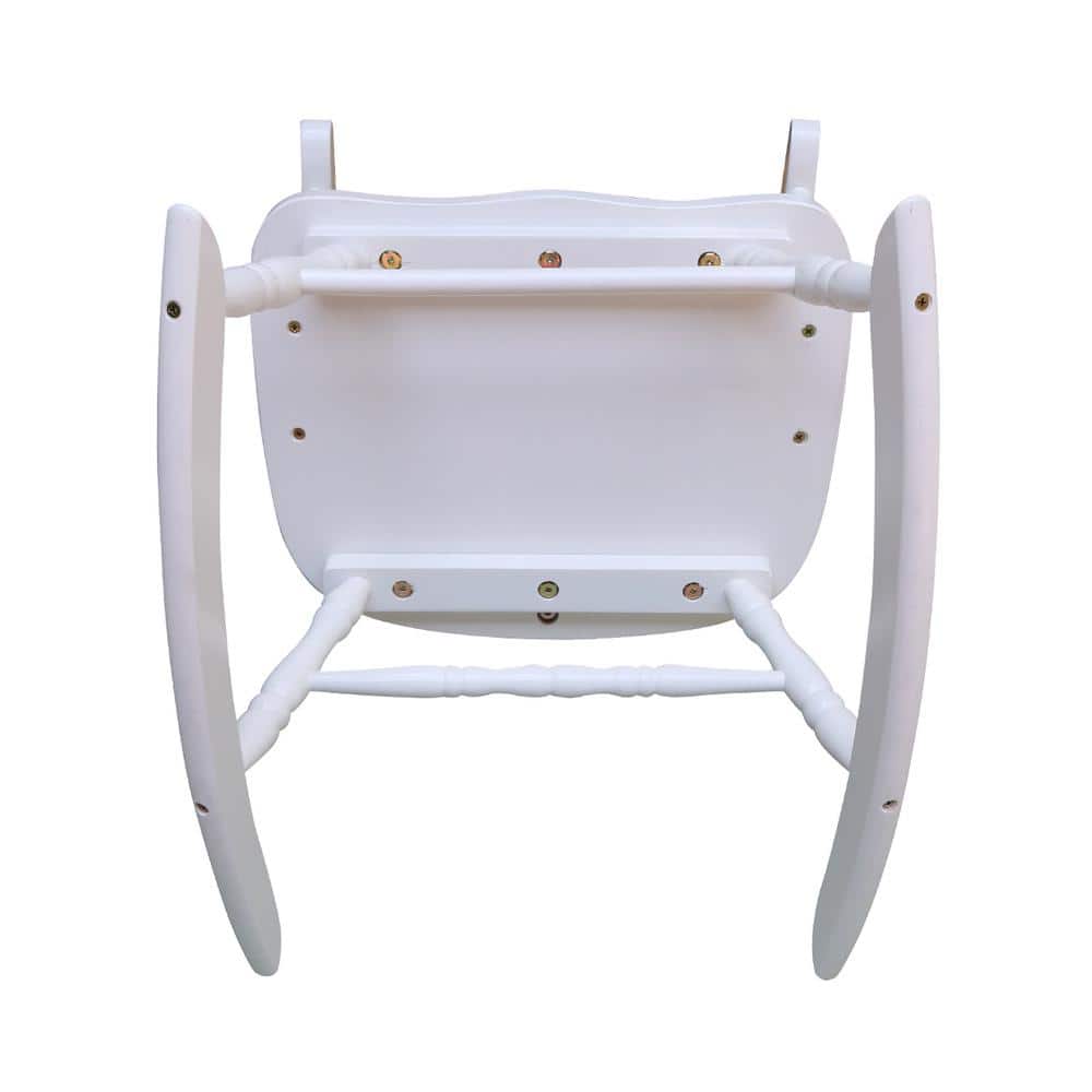 White Solid Wood Juvenile Rocker with Spindle Back