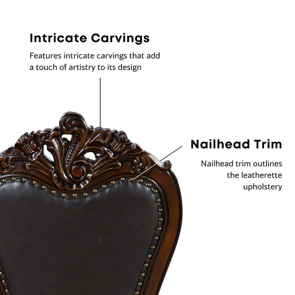 High Back Cherry Faux Leather Upholstered Side Chair