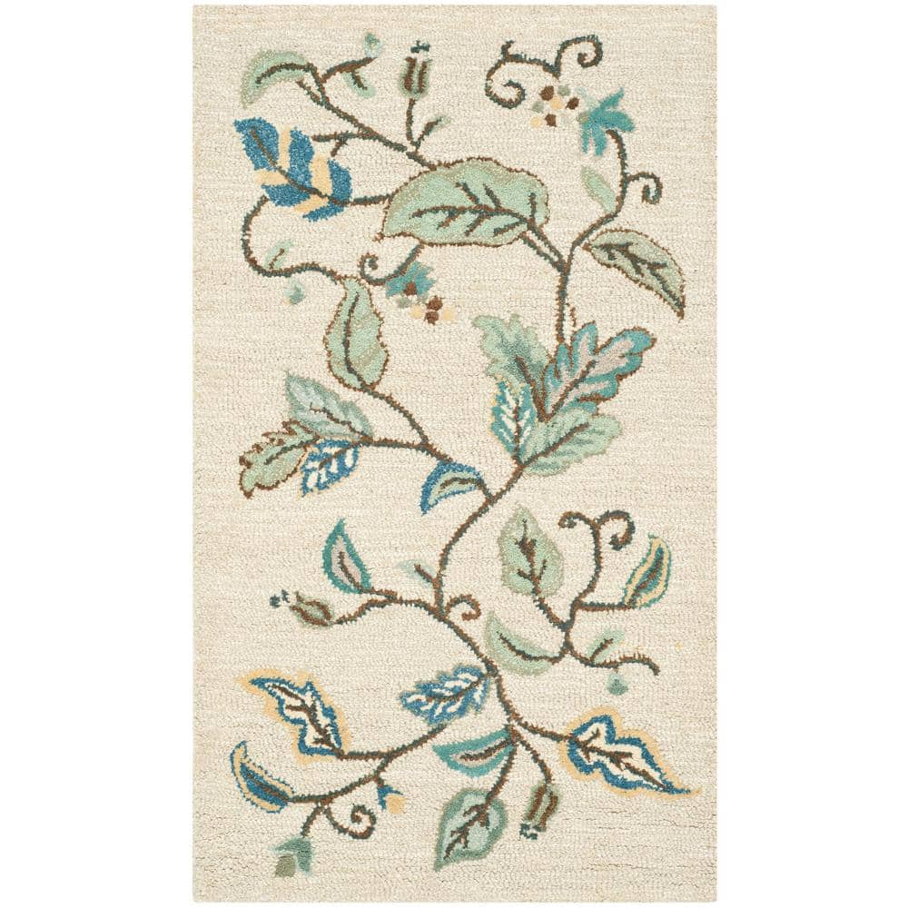 SAFAVIEH Martha Stewart Colonial Blue Doormat 3 ft. x 4 ft. Floral Area