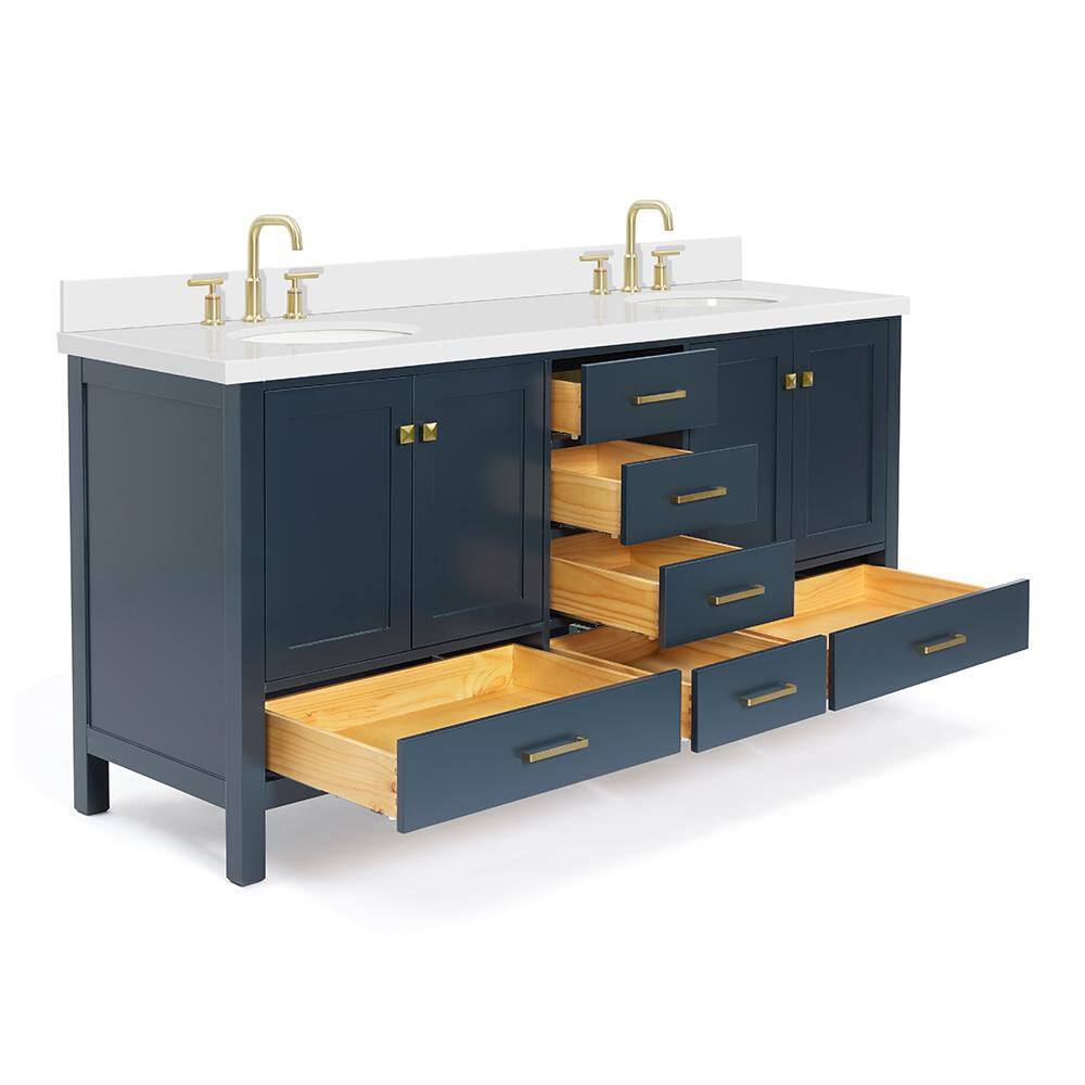 Midnight Blue 73" Double Basin Vanity with Quartz Top