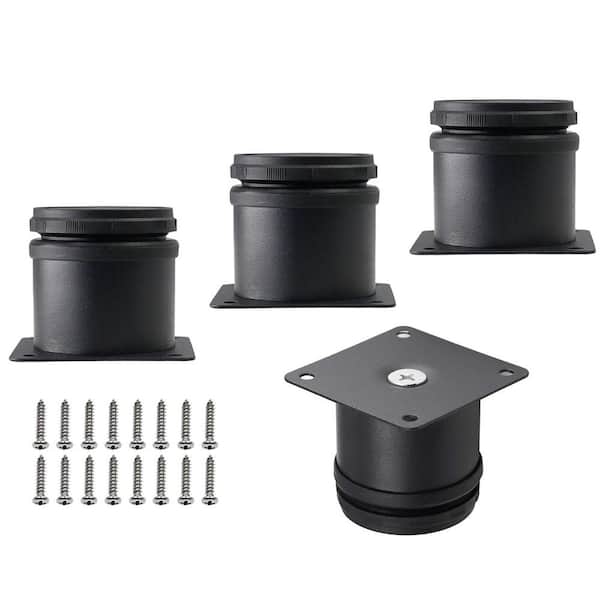 Angel Sar 2 in. Stainless Steel Adjustable Round Furniture Replacement Legs for Cabinet Sofa Couch Shelves Table, Black (4-Pack)