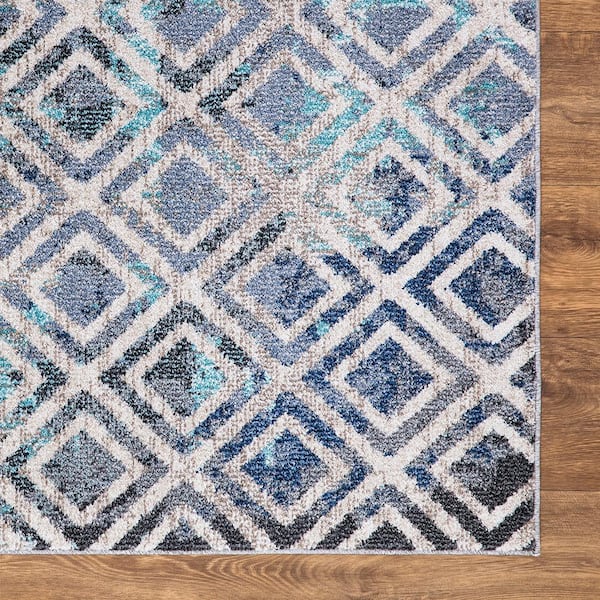 Concord Global Trading Vintage Collection Diamonds Blue 2 ft. x 7