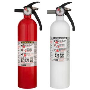 Basic Use & Kitchen Fire Extinguishers with Easy Mount Bracket, 1-A:10-B:C & 1-10-B:C Fire Extinguishers, 2-Pack