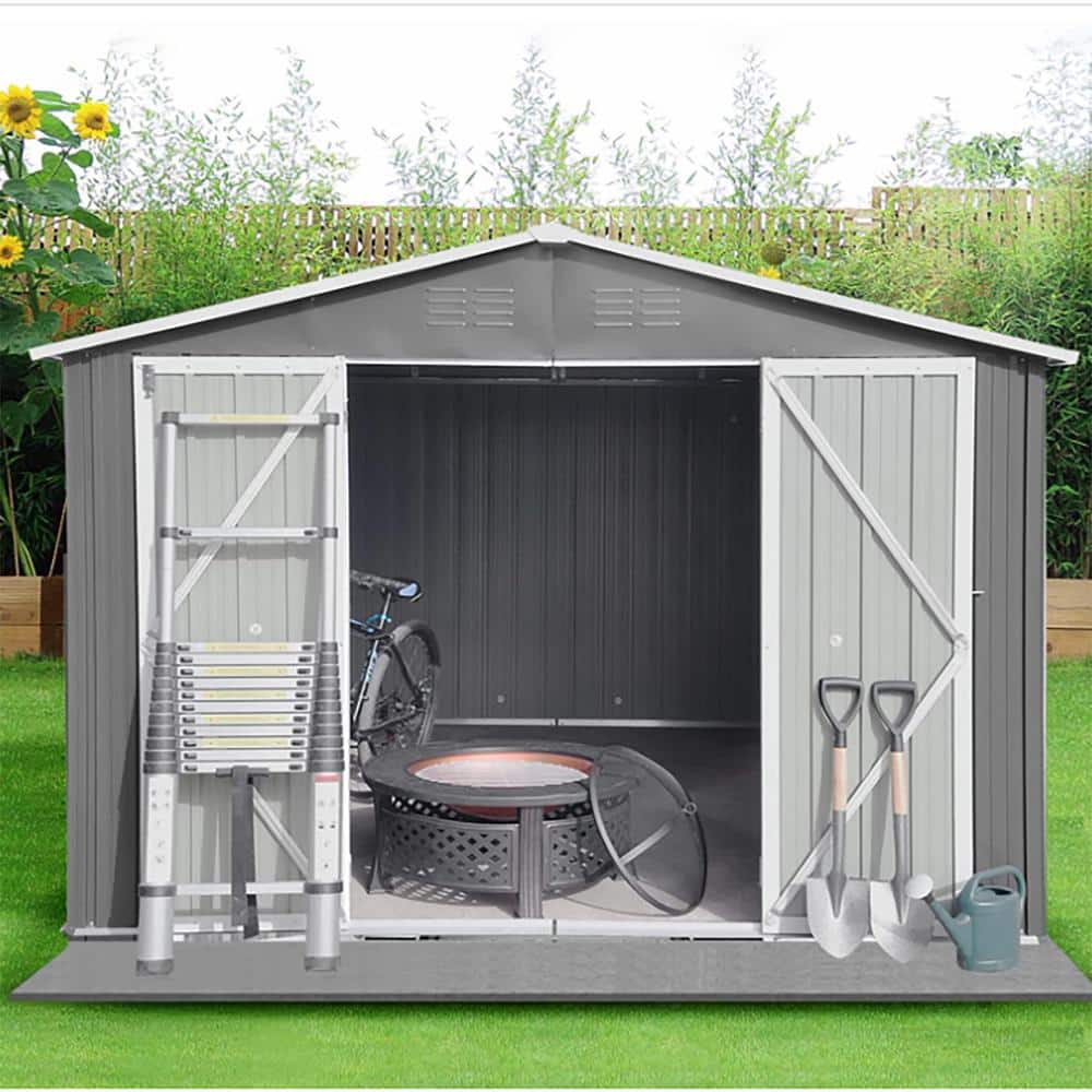 6 ft. x 8 ft. Outdoor Metal Storage Sheds with Double Door and Vents for Ba