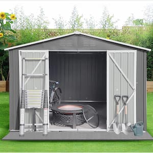 6 ft. x 8 ft. Outdoor Metal Storage Sheds with Double Door and Vents for Backyard, Garden, Dark Grey (48 sq. ft.)