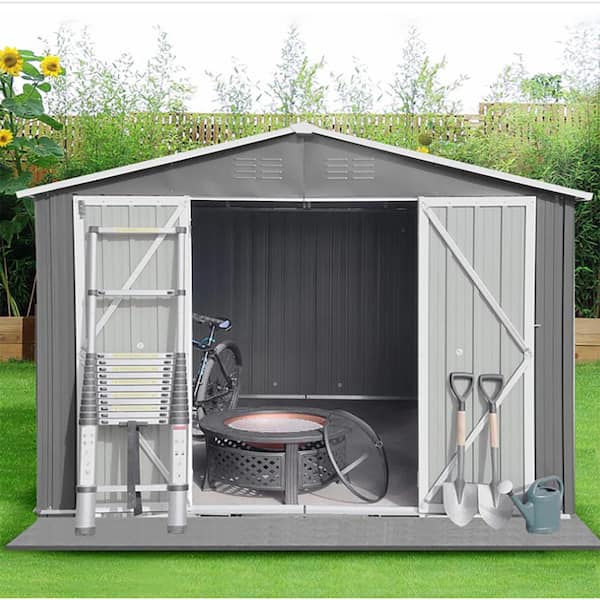 Unbranded 6 ft. x 8 ft. Outdoor Metal Storage Sheds with Double Door and Vents for Backyard, Garden, Dark Grey (48 sq. ft.)